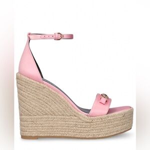 Versace Pink Wedge Espadrilles with Ankle Strap